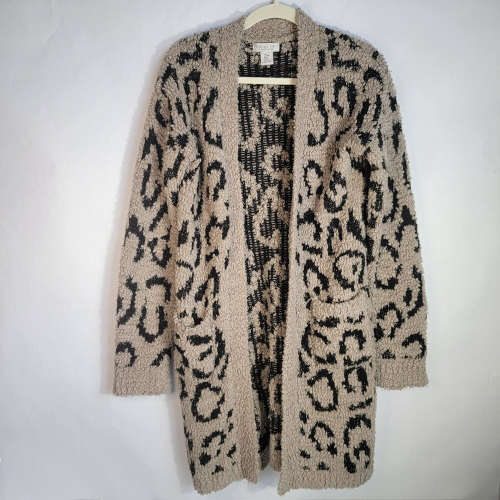 Rachel Zoe Womens Medium Soft & Cozy Cardigan Leopard eyelash‎ Sherpa